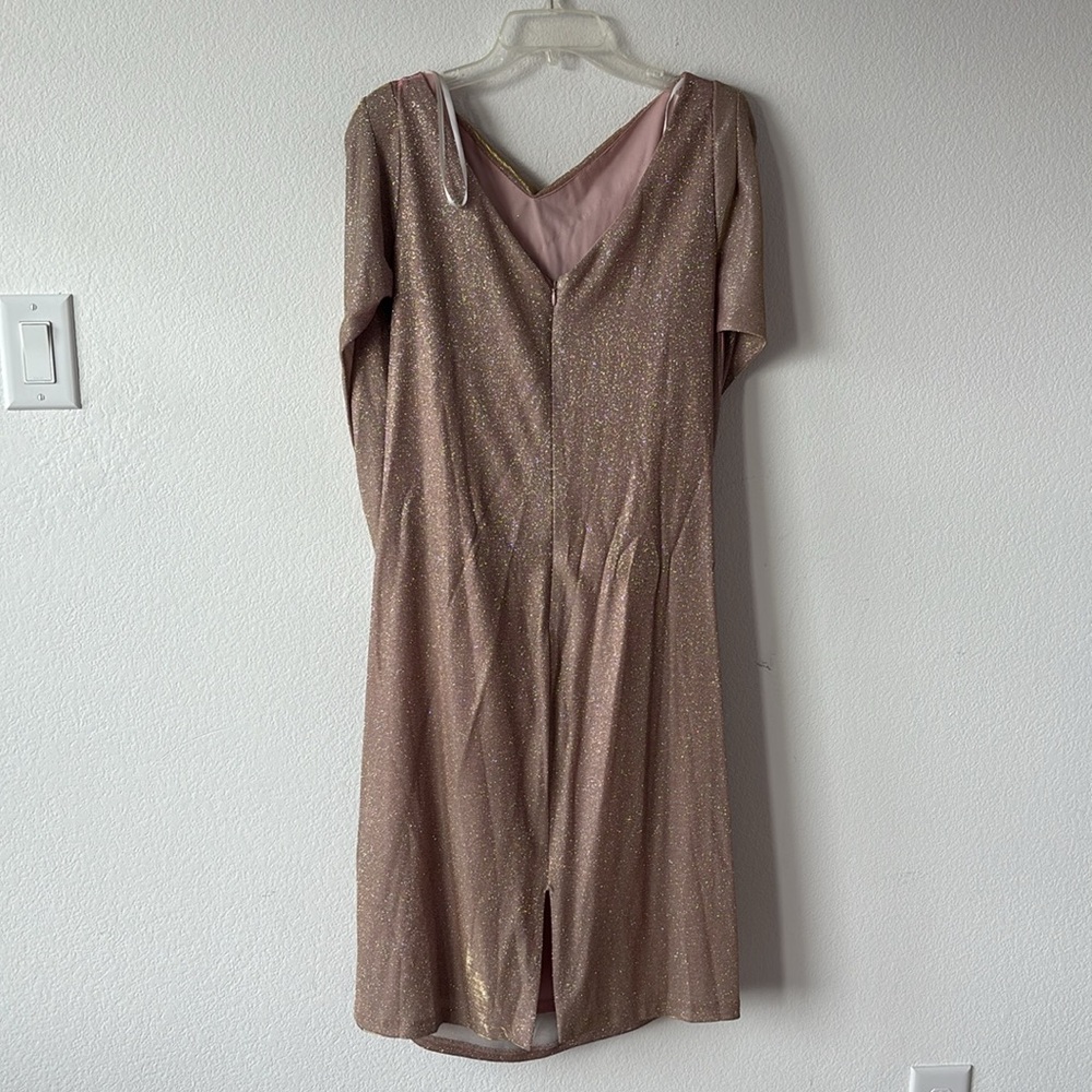Betsy & Adam Gold and Pink Ruched Sheath Midi Dress - Picture 8 of 14